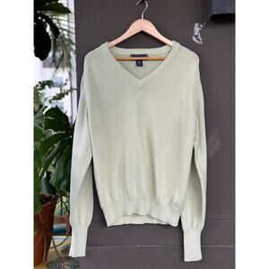 Vintage Mark Fore & Strike Men's Large Cotton Green Pullover V-Neck Knit Sweater